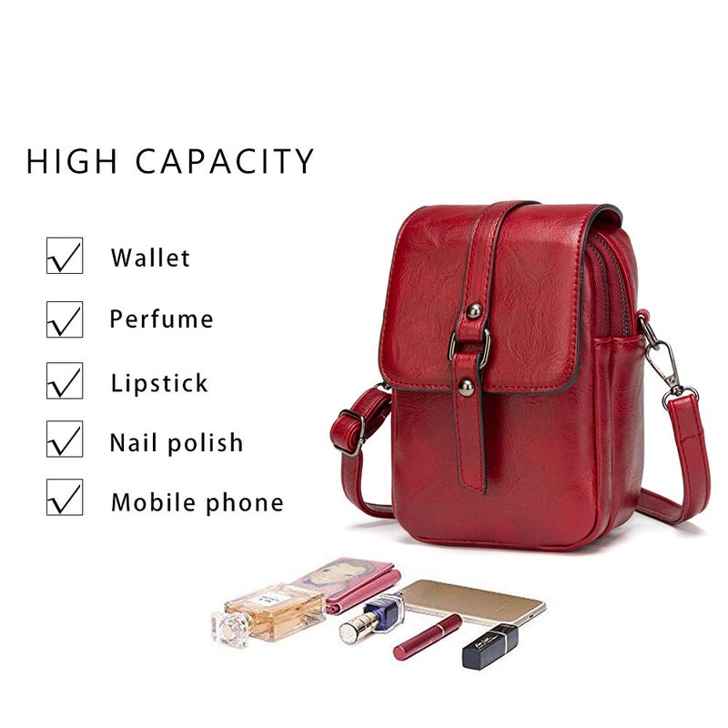 My Friday myfriday Vintage Crossbody Phone Bag for Women, Small Leather Shoulder Purse and Handbag with Tassel&Rivet Decoration - Image 3